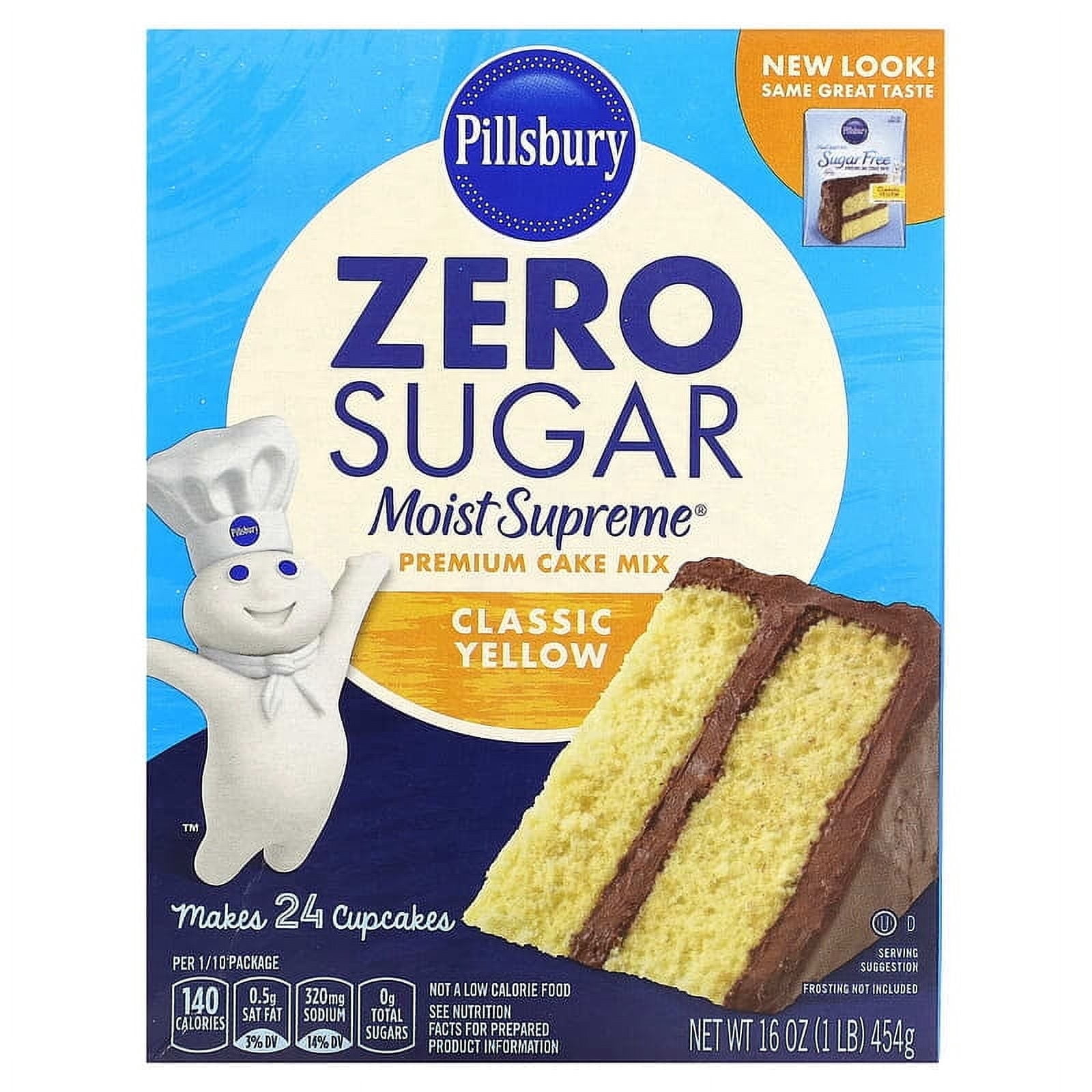 Pillsbury, Zero Sugar, Premium Cake Mix, Classic Yellow, 16 oz (454 g) Pack of 2