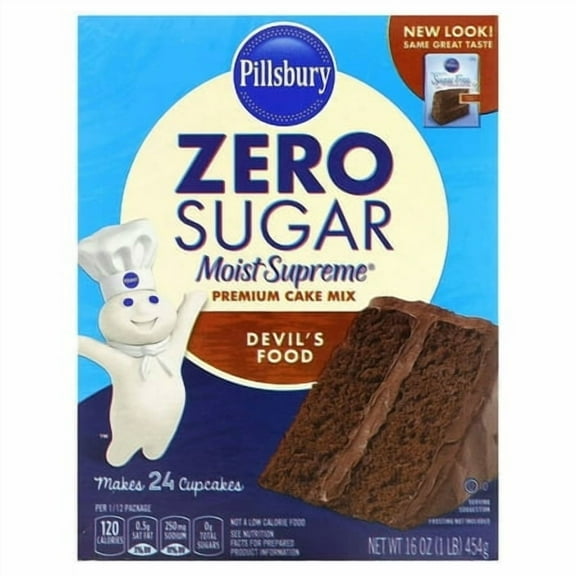 Pillsbury, Zero Sugar, Premium Cake Mix, Devil's Food, 16 oz Pack of 2