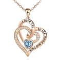 thumbnail image 1 of PillyBalla Pendant Necklaces Double Heart Diamond Birthstone Alloy Inlaid Gemstones O Word Chain Fasion Jewellery for Daughter Party Anniversary, 1 of 2