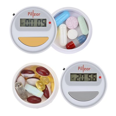 Pillzar Portable Pill Dispenser with Smart Timer Cap for Medication, Prescriptions, Supplements and Vitamins. Perfect for Travel or Home Use.