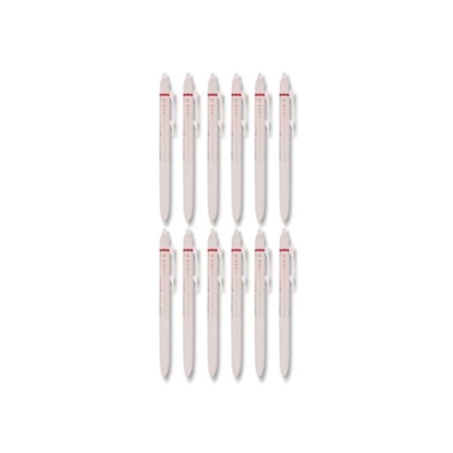 Frixion Waai Erasable Gel Pen, Retractable, Extra Fine 0.5 mm, Cherry Ink, Beige/Cherry Barrel, Dozen