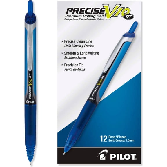 Pilot 13453 Precise V10RT Retractable Roller Ball Pen44; Blue