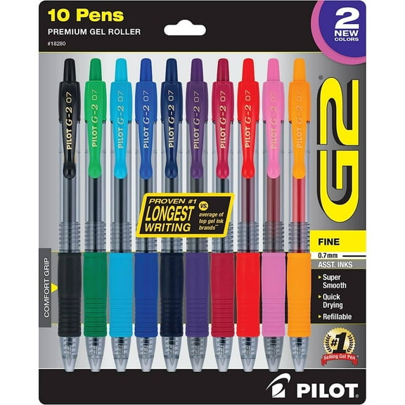 Pilot 18280 G2 Harmony Ink Premium Gel Rollerball Pen, Pack of 10