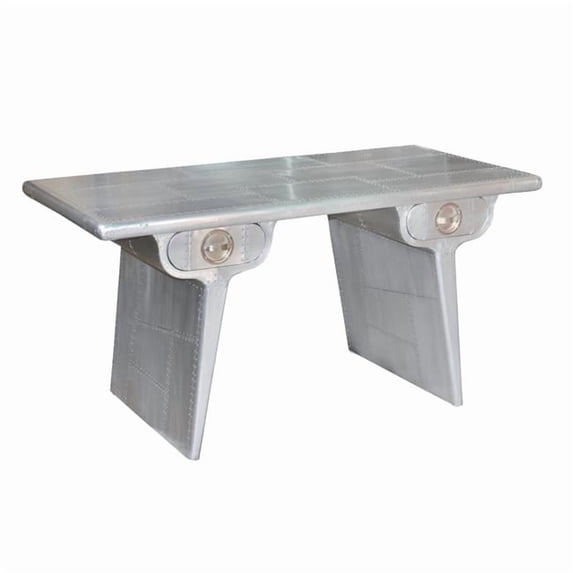 Pilot 2-Drawer Writing Desk in Aluminum Cladding on Solid Wood