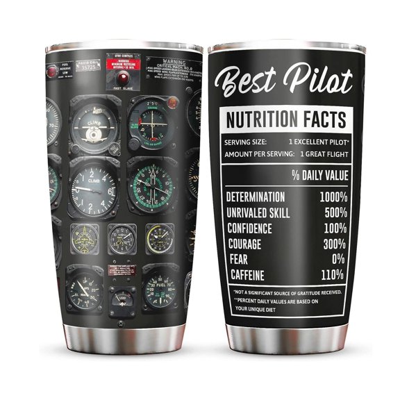Pilot 20 oz Tumbler, Best Pilot Nutrition Facts, Aviation Tumbler, Gift For Pilot, Aviator Gift, Airline Gift, Christmas Gift, Pilot Gifts For Him