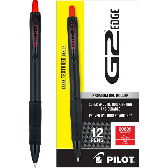 Pilot PIL20836 0.7 mm G2 Edge Premium Retractable Gel Roller Pen - Red Ink