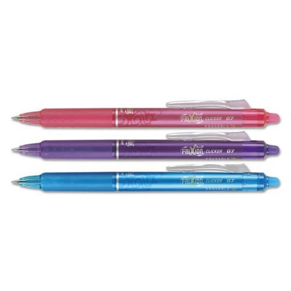 Pilot 31469 FriXion Clicker Erasable Retractable Gel Pen, Assorted Ink - Pack of 3