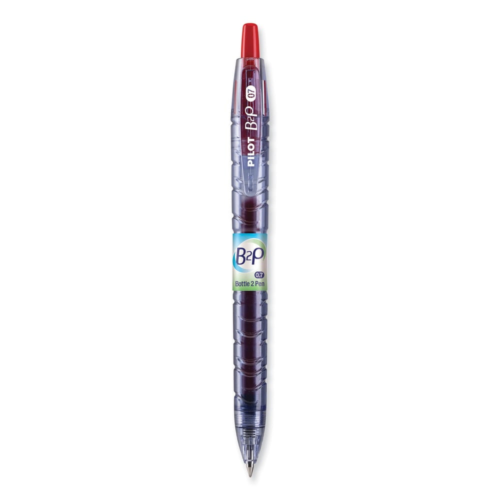 Pilot 31602 Fine 0.7 mm Retractable Red Ink B2P Bottle-2-Pen Recycled Gel Pen - Translucent Blue Barrel (1-Dozen)