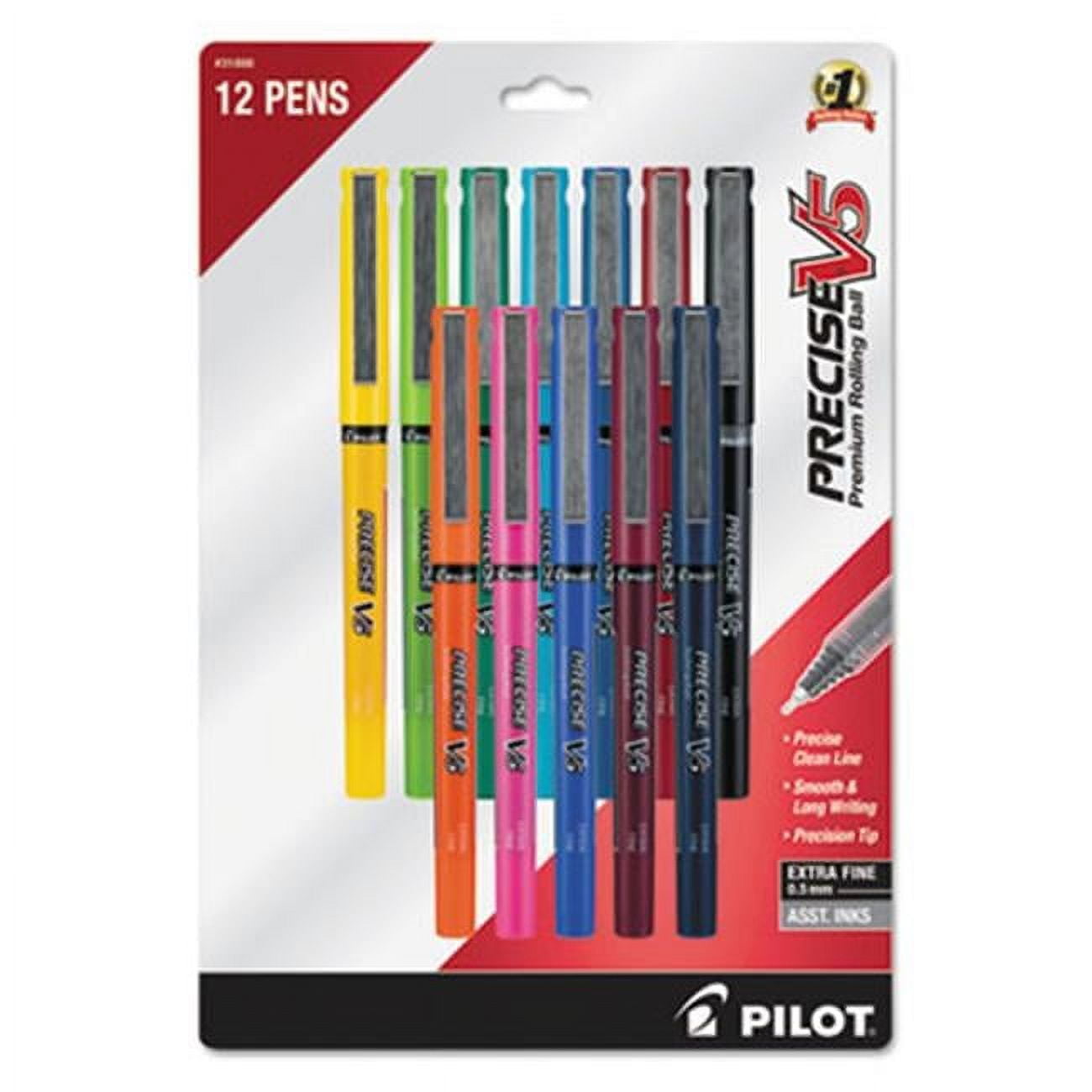 Pilot 31888 0.5 mm Precise V5 Roller Ball Stick Pen, Assorted Ink