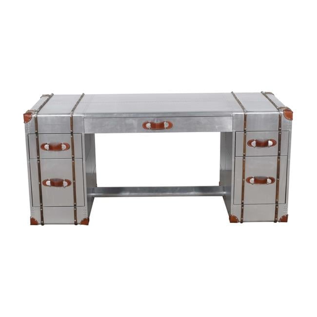Pilot Silver 5-Drawer Executive Desk with Filing Cabinet