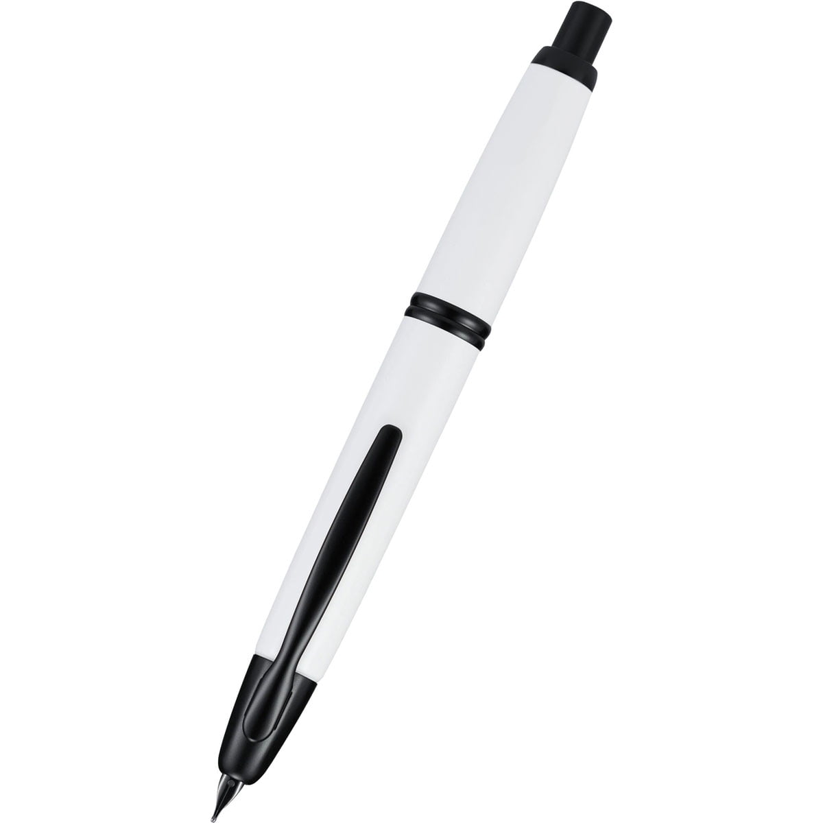 Pilot 60745 Namiki Vanishing Point Fountain Pen Black White Metal Push Button, EF Nib