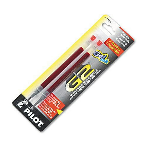 Pilot 77234 Refill for G2 Gel, Dr. Grip Gel/Ltd, ExecuGel G6, Q7, Extra Fine, Red, 2/Pack