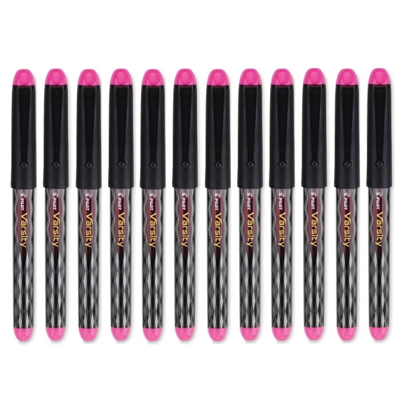 Pilot 90038 Varsity Disposable Fountain Pens, Pink Ink, Dozen Box