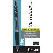 Pilot Acroball Colors Advanced Ink Retractable Pen, Medium Point (1.0mm), Black, 10 Count,