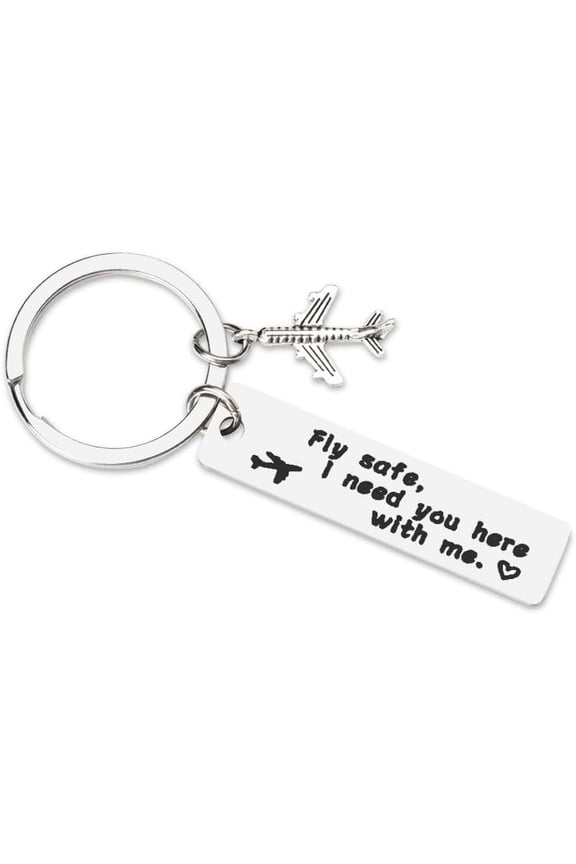 Pilot Air Stewardess Gifts for Flight Attendants Crew Fly Safe Keychain Long Distance Boyfriend Husband Son Gifts for Travel Lovers Pilot Keychain for Aviation Men