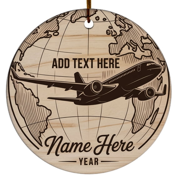 Pilot Airplane Ceramic Christmas Ornament for 2025 - Xmas Gift Retirement Captain, Flight Attendant - Customized Text & Name, Santa's Favorite Pilot