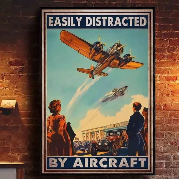 Neasily Pilot Airplane Easily Distracted By Aircraft Flying Air Poster Home ...
