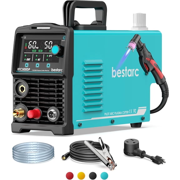 Pilot Arc Plasma Cutter, [Large LED Display][Air Sensor] 50A Plasma Cutter Machine 110/220V Dual Voltage, 1/2'' Clean Cut 3/4 Inch Max Cut, Post Flow Mesh, 2T/4T for Beginners DIY
