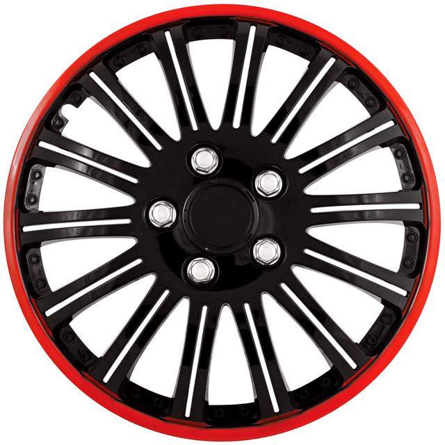 Pilot Automotive 15" Formula Wheel Covers Universal Hubcaps Black & Red