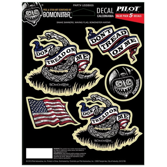 Pilot Automotive Durable Design Vinyl UV Protection Shade Decal Sticker for Car Truck Vehicle - Don't Tread On Me (Size: 6" x 8")