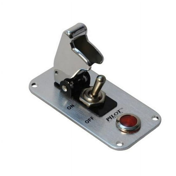 Pilot Automotive PL-SW52CR Chrome Safety Cover Toggle Switch With Red Indicator Light
