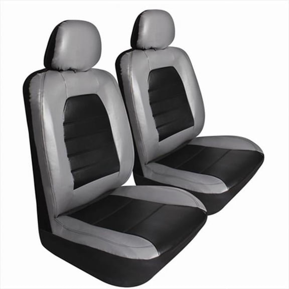 Pilot Automotive SC-436G Super Sport Synthetic Leather Seat Cover - Gray & Black, 2 Piece Set