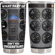 Pilot Aviation Lovers Tumbler 20oz Stainless Steel Insulated Travel Mug Aircraft Gauge Control Panel Cup for Him Funny Pilot Gifts for Men Dad Boyfriend Birthday
