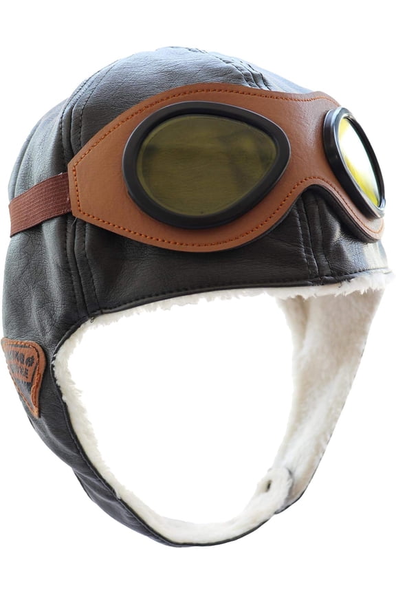 Pilot Aviator Fleece Warm Hat Cap with Earmuffs for Kids Toddlers Celadon Brown