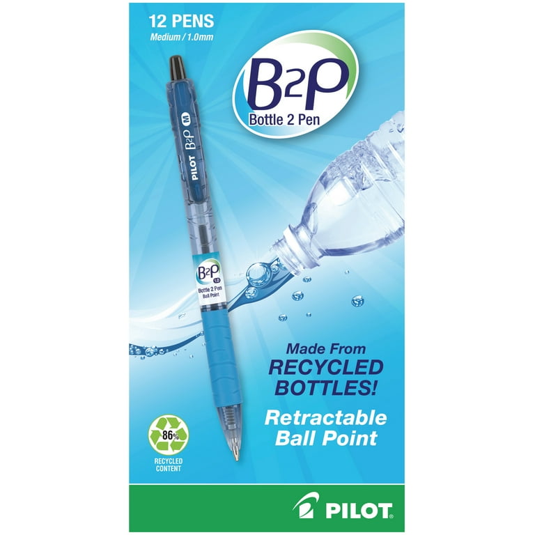 B2P Bottle-2-Pen Recycled Ballpoint Pen, Retractable, Fine 0.7 mm, Black Ink, Translucent Blue Barrel, Dozen B2P Bottle-2-Pen Recycled Ballpoint Pen, Retractable, Fine 0.7 mm, Black Ink, Translucent Blue Barrel, Dozen