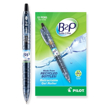 Pilot B2P - Bottle to Pen - Retractable Gel Roller Pens Made from Recycled Bottles, 1 Dozen