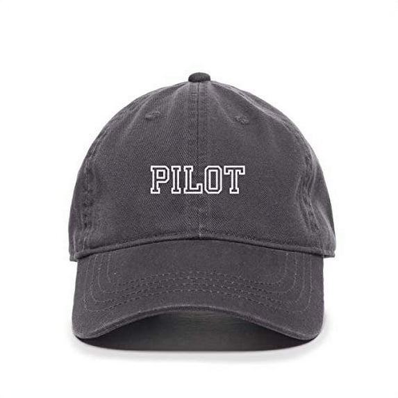 Pilot Baseball Cap Embroidered Cotton Adjustable Dad Hat Charcoal