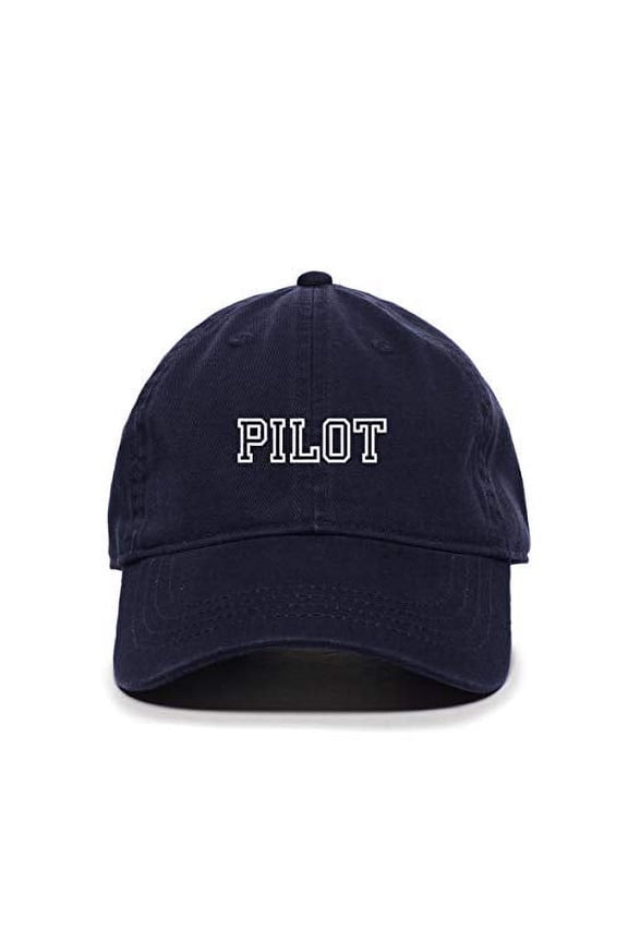 Pilot Baseball Cap Embroidered Cotton Adjustable Dad Hat Navy