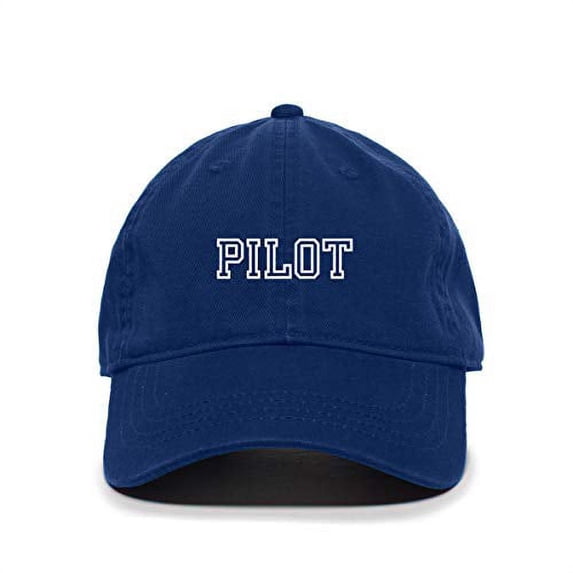 Pilot Baseball Cap Embroidered Cotton Adjustable Dad Hat Royal Blue