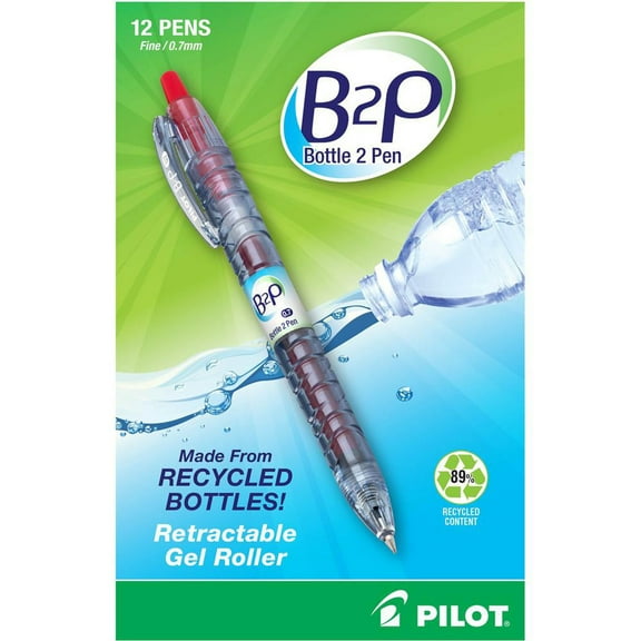 Pilot BeGreen B2P Fine Point Gel Pens - Fine Pen Point - 0.7 mm Pen Point Size - Refillable - Retractable - Red