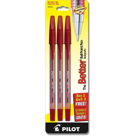 Pilot Pen Corporation 3 Count Black Fine Point Better Ball Pen  35005