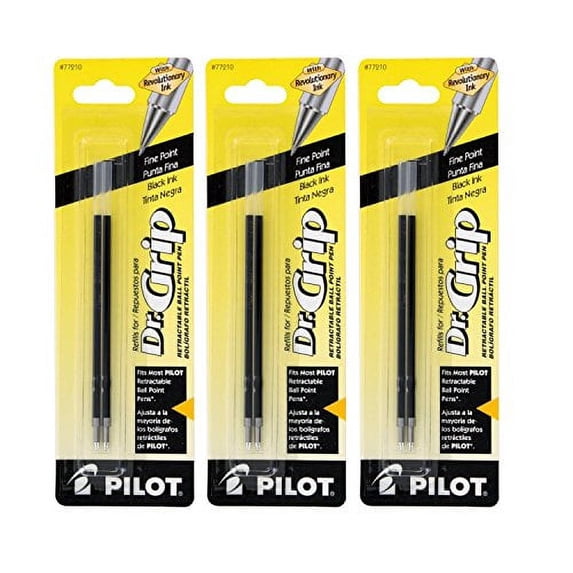 Pilot Better/EasyTouch/Dr Grip Retractable Ballpoint Pen Refills, 0.7mm, Fine Point, Black Ink, Pack of 6
