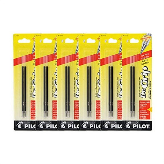 Pilot Better/EasyTouch/Dr Grip Retractable Ballpoint Pen Refills, 0.7mm, Fine Point, Red Ink, 6 packs of 2, 12 refills total