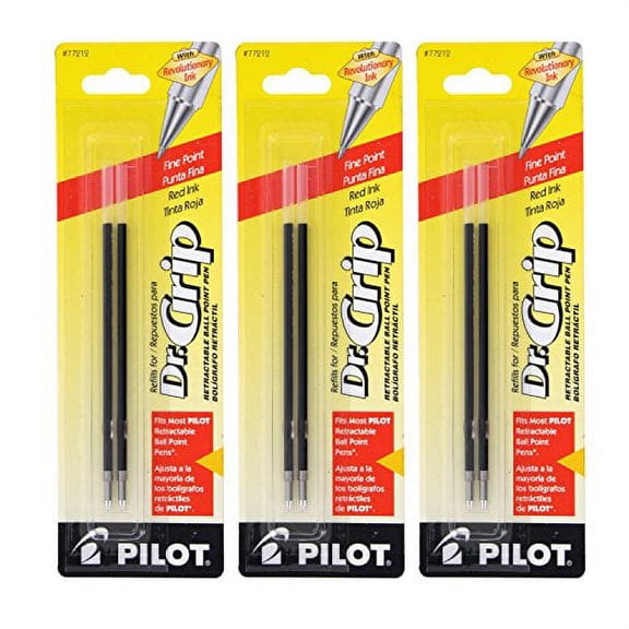 Pilot Better/EasyTouch/Dr Grip Retractable Ballpoint Pen Refills, 0.7mm, Fine Point, Red Ink, Pack of 6