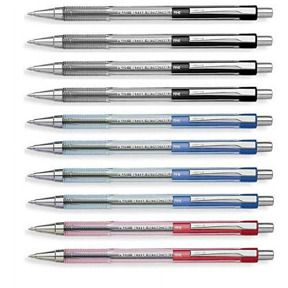 Pilot Better Retractable Ballpoint Pen, Bundle Black, Blue, Red colors Fine Point 07, 10 COUNT