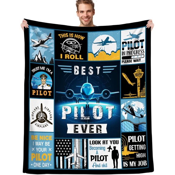 Pilot Blanket for Men, Unique Gift for Pilot, Airplane Gifts for Men, Aviation Gifts, Aviation Gifts for Pilots, Pilot Gifts Aviation Men, Airplane Throw Blankets for Adults 50"X60"