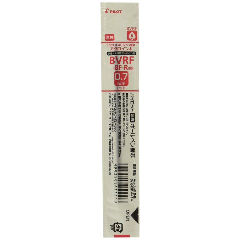 Pilot Bvrf-8F-R Ballpoint Pen Acro Refill For Acroball, Fine, Red