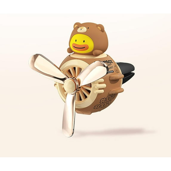 Pilot Car Air Fresheners - Bear Duck Airplane Cars Diffuser Rotating Propeller, Air Outlet Vent Fresheners, Cute Air Freshener with 2 Packs Replacement Tablets Creative Car Perfume
