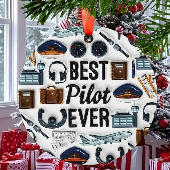 Pilot Christmas Ornament, Ceramic/Acrylic Ornament, Keepsake for Mother’s Day, Valentine’s Day Decoration, Festive Gift Ornament, Treasured Memory 2025