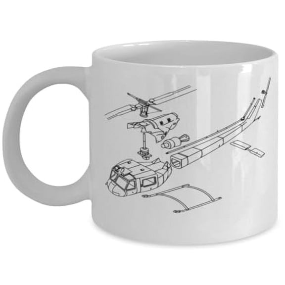Military Helicopter Parts Design - Aviation Enthusiast - 11 oz Ceramic Coffee Mug