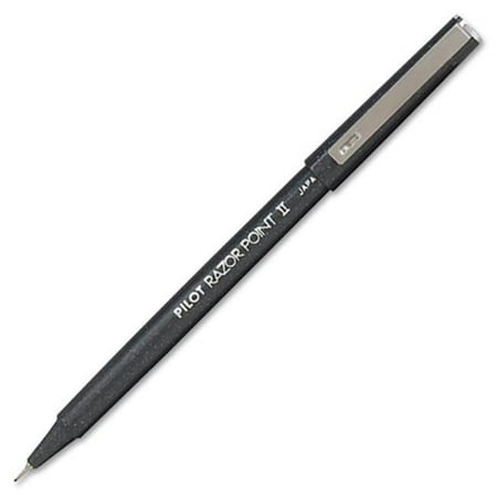 Pilot Corp. Of America 11009 Razor Point II Porous Point Stick Pen, Black Ink, Ultra Fine, Dozen