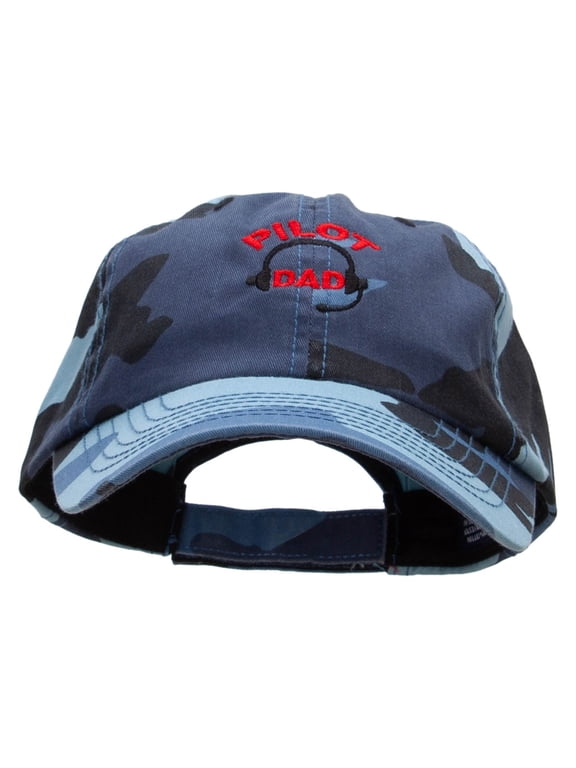 Pilot Dad Embroidered Enzyme Washed Camo Cap - Sky OSFM