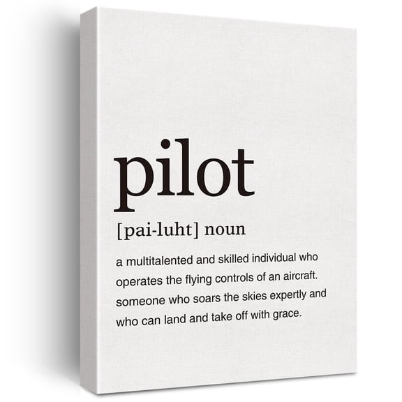 Pilot Definition Print Canvas Wall Art Home Office Decor Modern Pilot Quote Painting  Canvas Poster Framed Ready to Hang Artwork