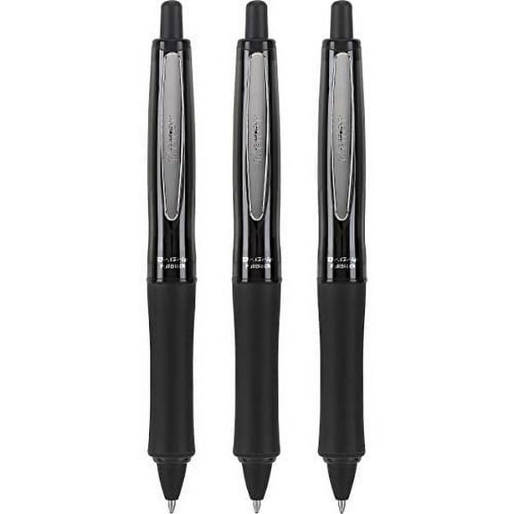 Pilot Dr. Grip FullBlack Refillable & Retractable Ballpoint Pen, Medium Point, Black Ink, 3-Pack
