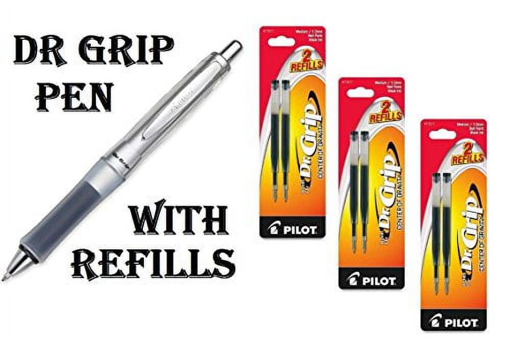 Pilot Dr. Grip Neon Retractable Ballpoint Pen - Pen Point Size: 1mm - Ink Color: Black - Barrel Color: Black With Refills