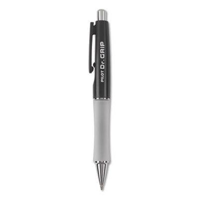 Pilot® Dr. Grip™ Retractable Ballpoint Pen, Medium Point, 1.0 mm, Black Barrel, Black Ink